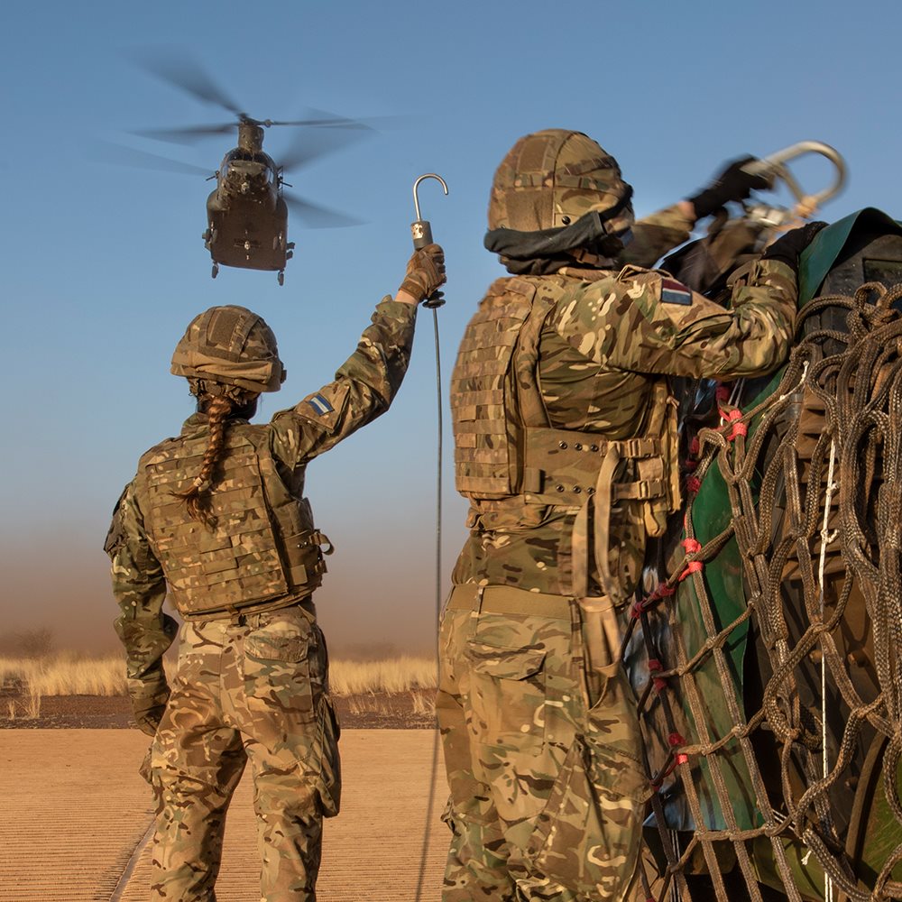 Service women with helecopter